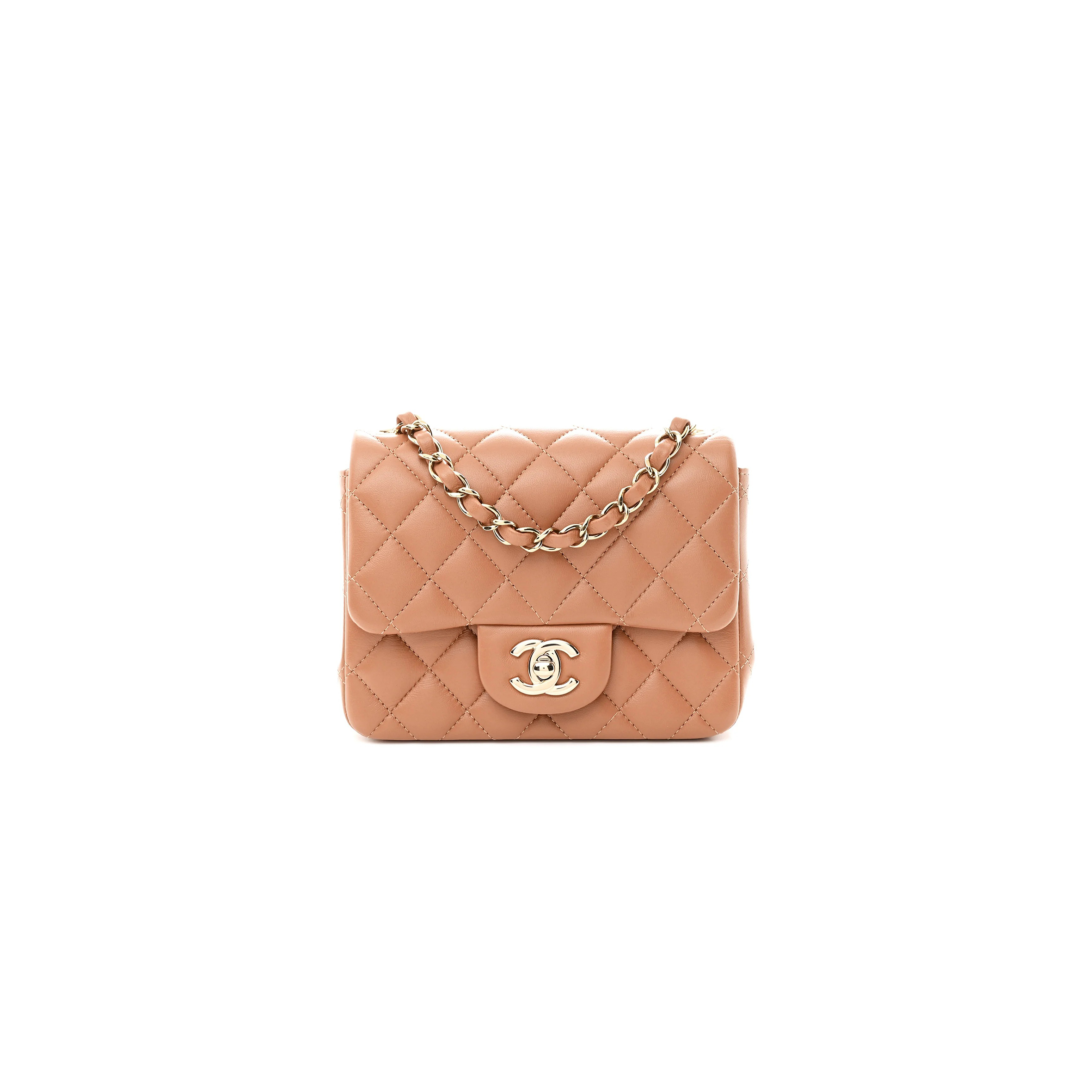 CHANEL MINI CLASSIC SQUARE FLAP LAMBSKIN HARDWARE AS1115 (17*13.5*8cm)